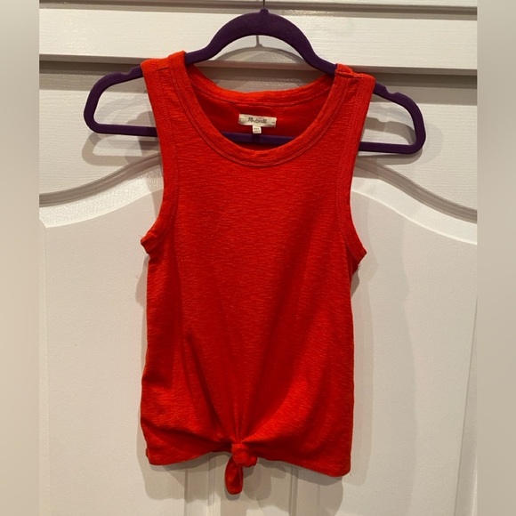 Madewell Audio Knot-Front Tank Top color rip persimmon size xxs - Picture 3 of 5